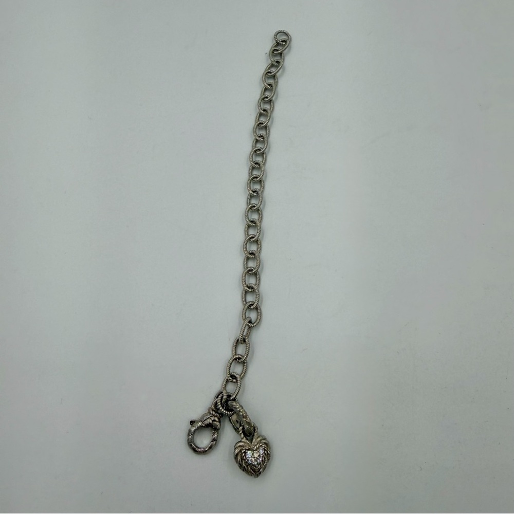 Judith Ripka Sterling Silver Bracelet w/ Diamonique Heart Charm NIB - Picture 5 of 8
